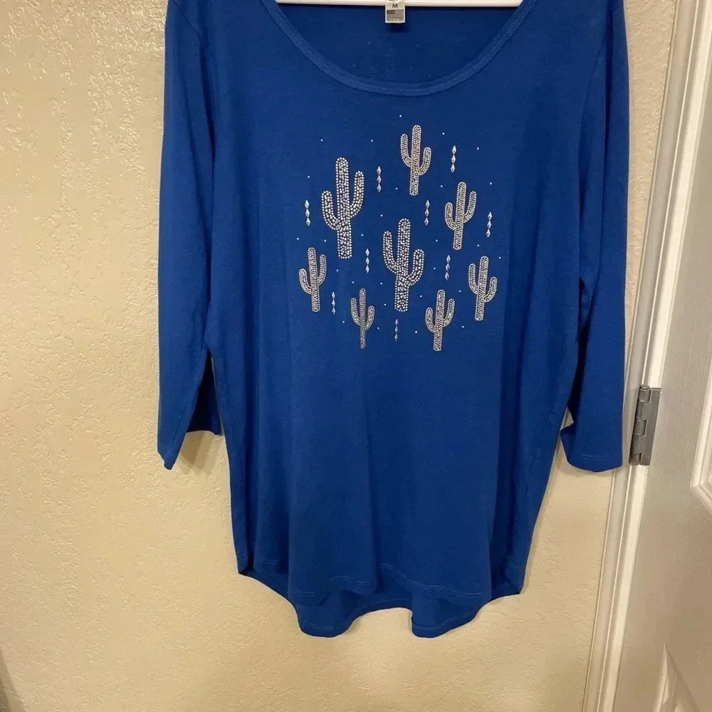 Cactus Bay Bling Long Sleeve T Southwestern Western Aztec M - Picture 2 of 4